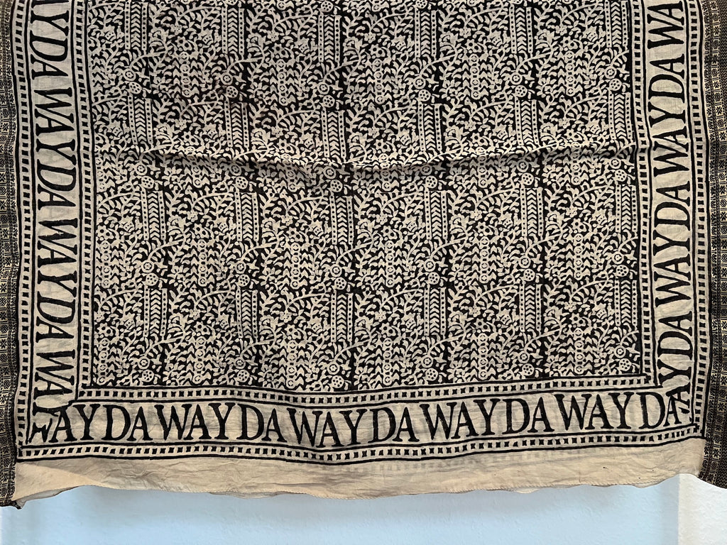 NEW INDIA BOHO SCARF HAND-MADE BLOCKPRINT: BALTHAZAR WITH WOVEN BORDER