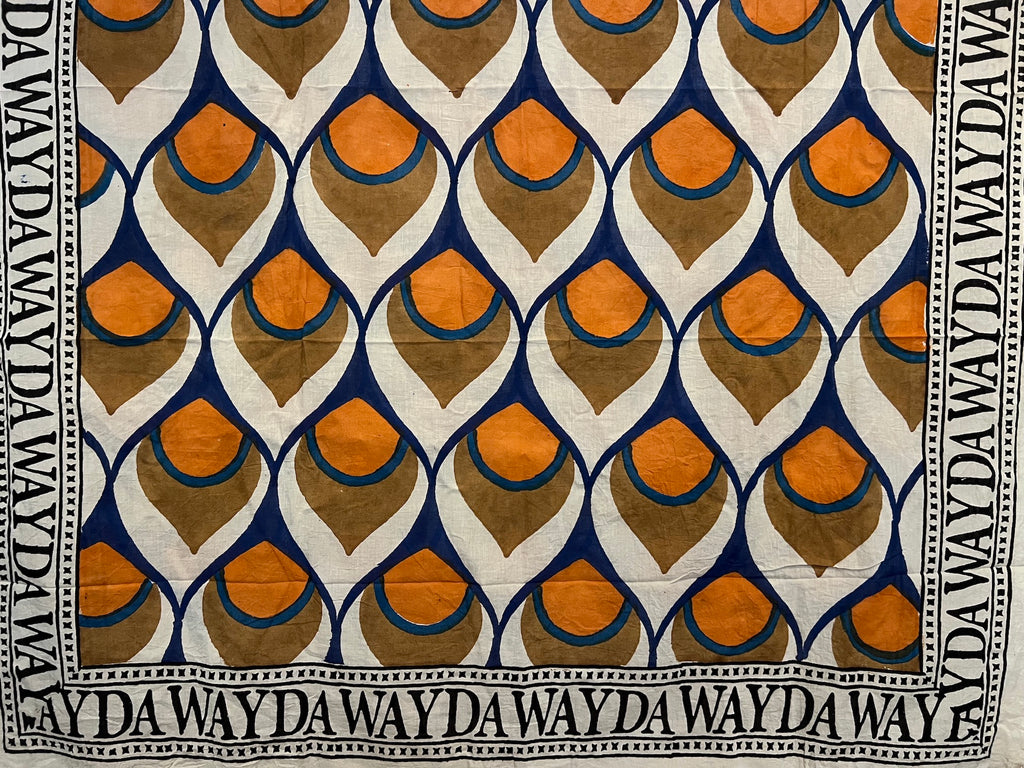 NEW INDIA BOHO SCARF HAND-MADE BLOCKPRINT: PEACOCK ORANGE