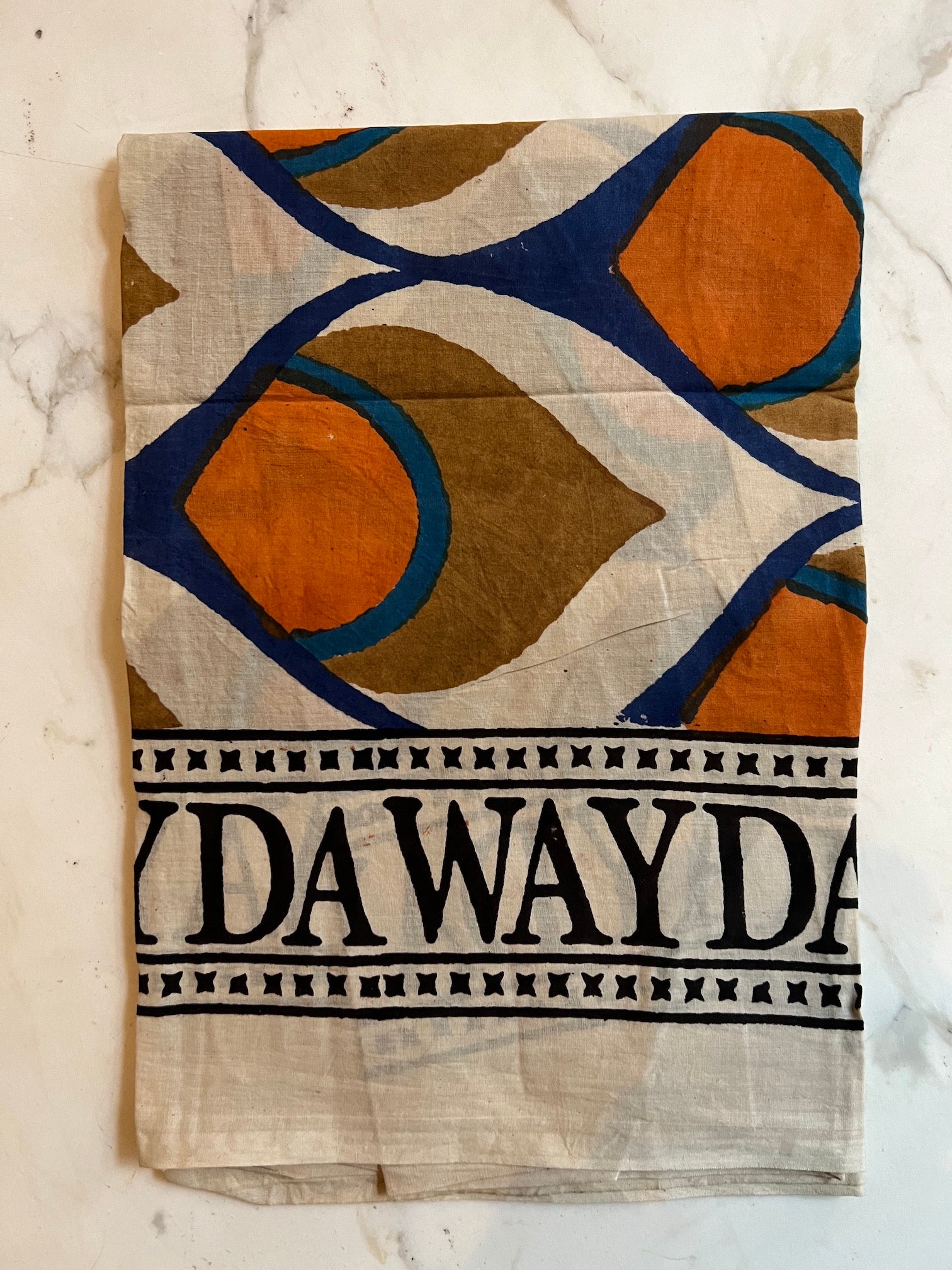NEW INDIA BOHO SCARF HAND-MADE BLOCKPRINT: PEACOCK ORANGE-3